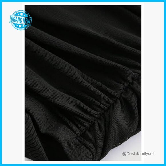 Y2K Off Shoulder Mesh Crop Top Long Bell Sleeve Ruched Rave Clubwear - Picture 4 of 4